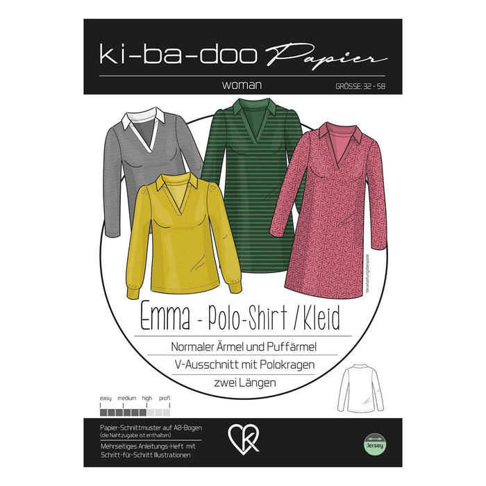 PAPIERSCHNITT POLO-SHIRT/ KLEID EMMA DAMEN GRÖSSE 32-58
