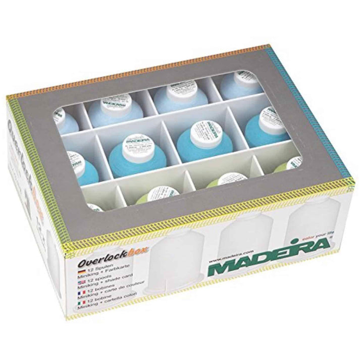 Madeira Overlock Box (grün/türkis/hellblau/ 3x1000 m/ 9x1200 m