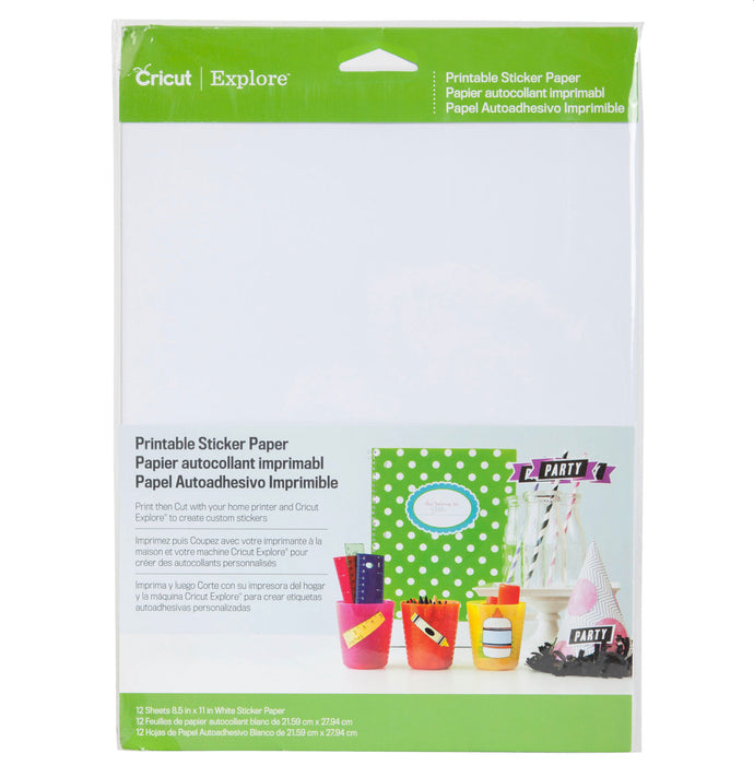 Cricut Stickerpapier bedruckbar - 21,6 x 27,9 cm 12 Bogen