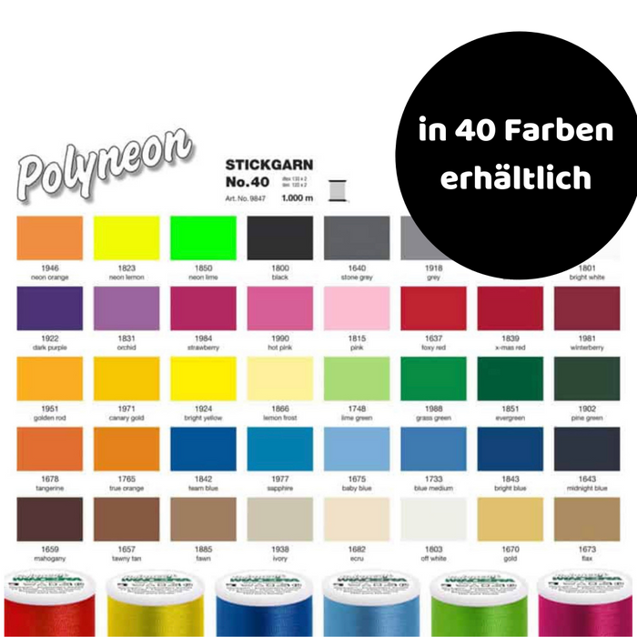 Stickgarn von Madeira Polyneon 1000m in vielen Farben
