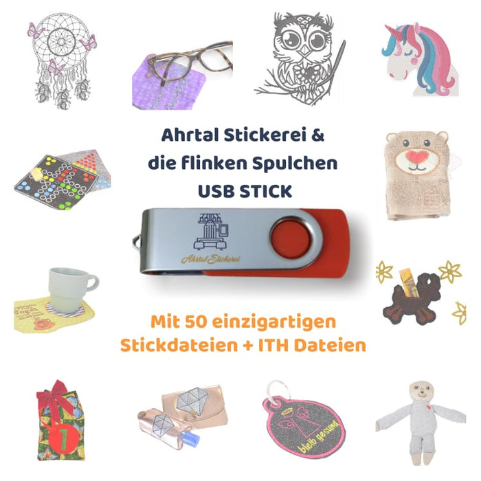 Der einzigartige Ahrtal Stickerei USB Stick mit 50 Stickdateien