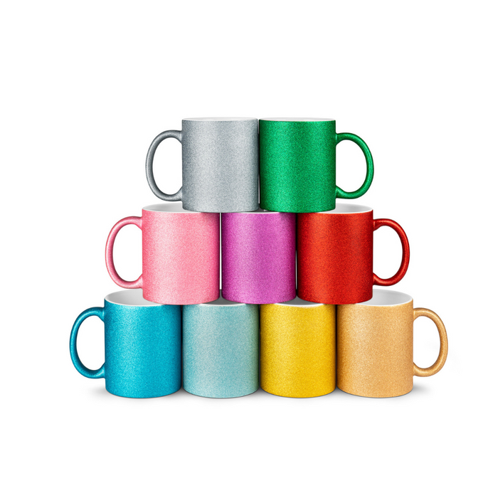 Startset 12x Keramiktasse Glitzer